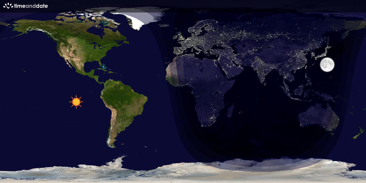 Verdenskart som viser dag og natt 
