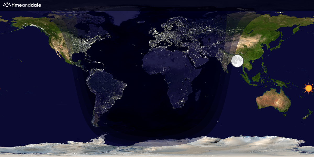 Verdenskart som viser dag og natt 