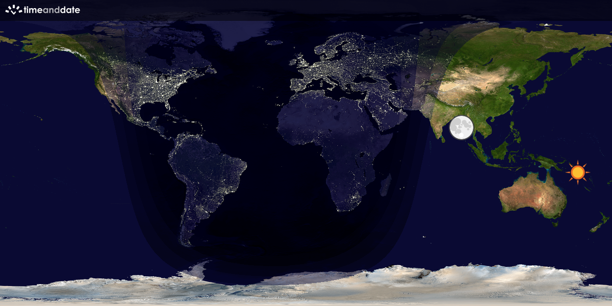 Verdenskart som viser dag og natt 