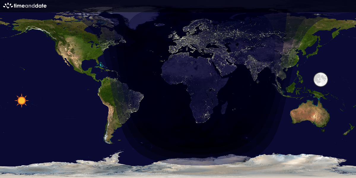 Verdenskart som viser dag og natt 
