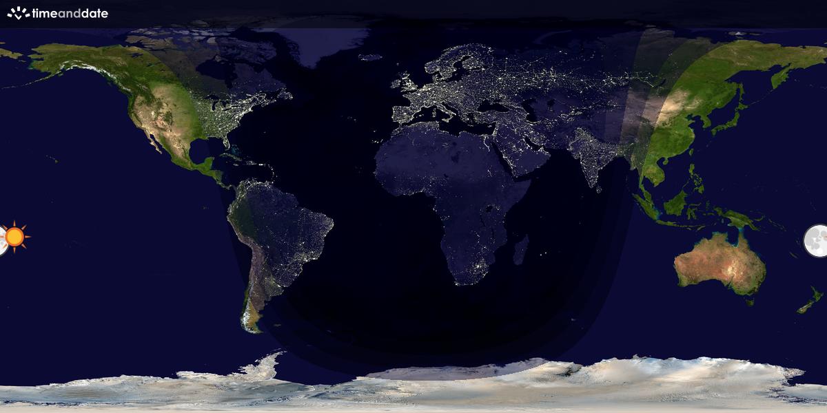 Verdenskart som viser dag og natt 