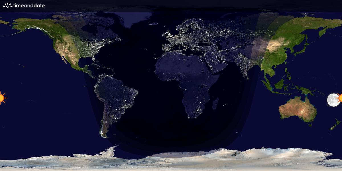 Verdenskart som viser dag og natt 