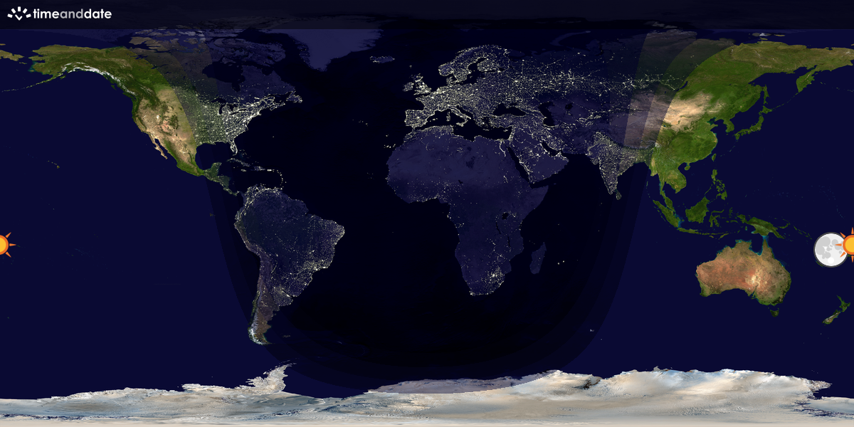 Verdenskart som viser dag og natt 