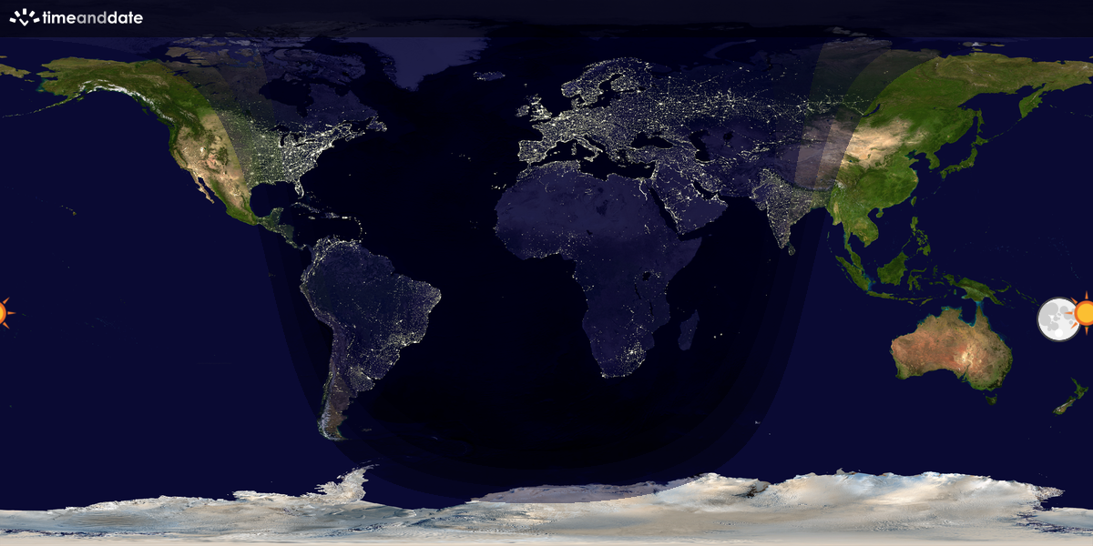 Verdenskart som viser dag og natt 