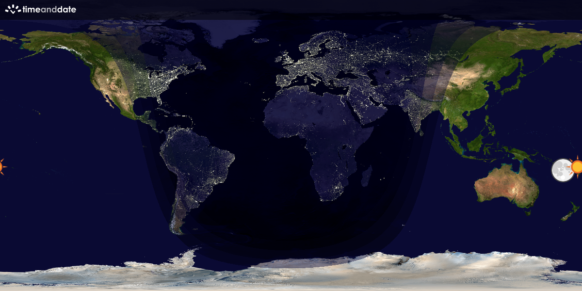 Verdenskart som viser dag og natt 
