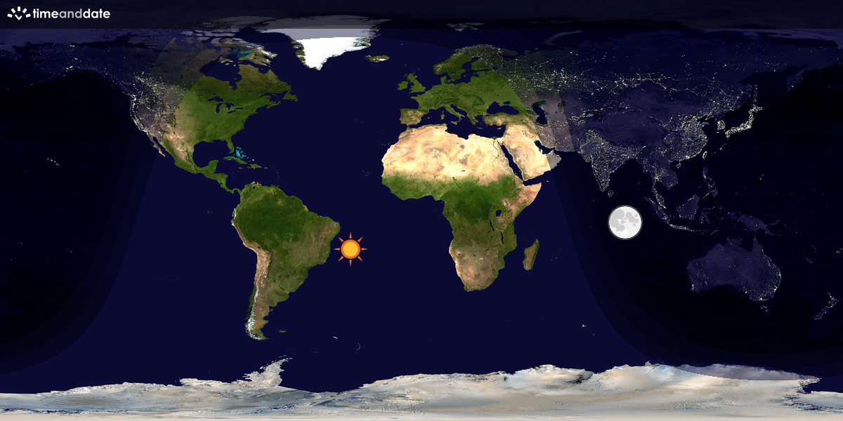 Verdenskart som viser dag og natt 
