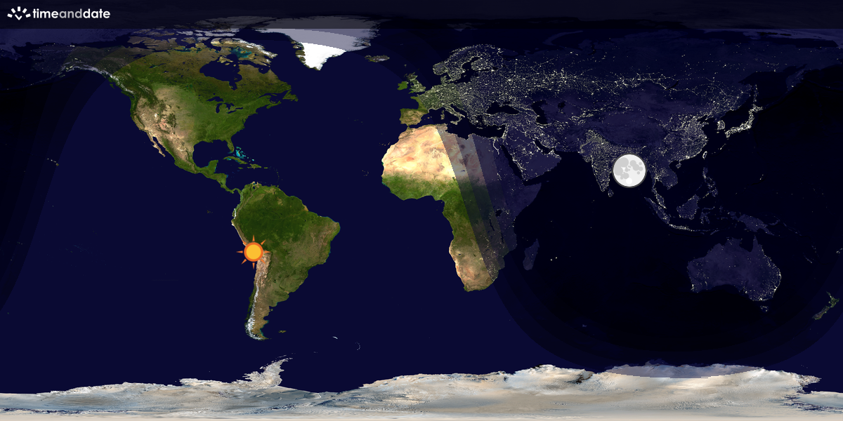 Verdenskart som viser dag og natt 