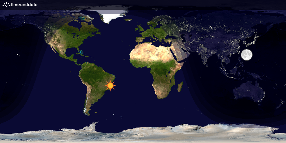 Verdenskart som viser dag og natt 