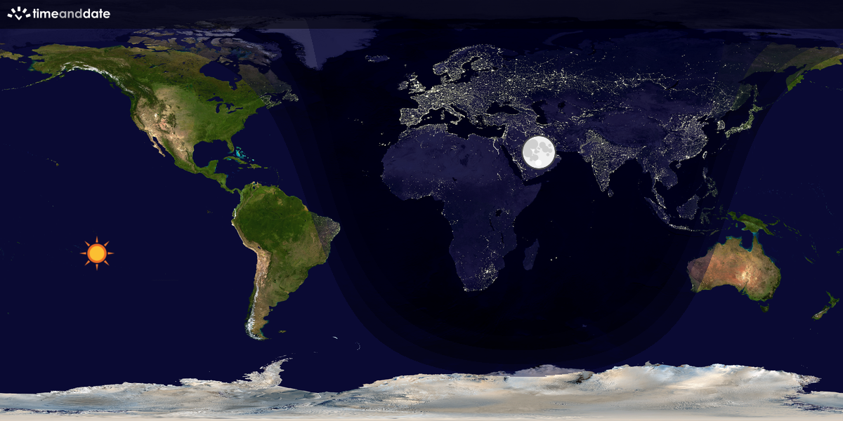 Verdenskart som viser dag og natt 