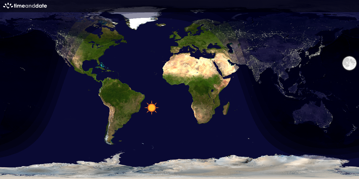 Verdenskart som viser dag og natt 