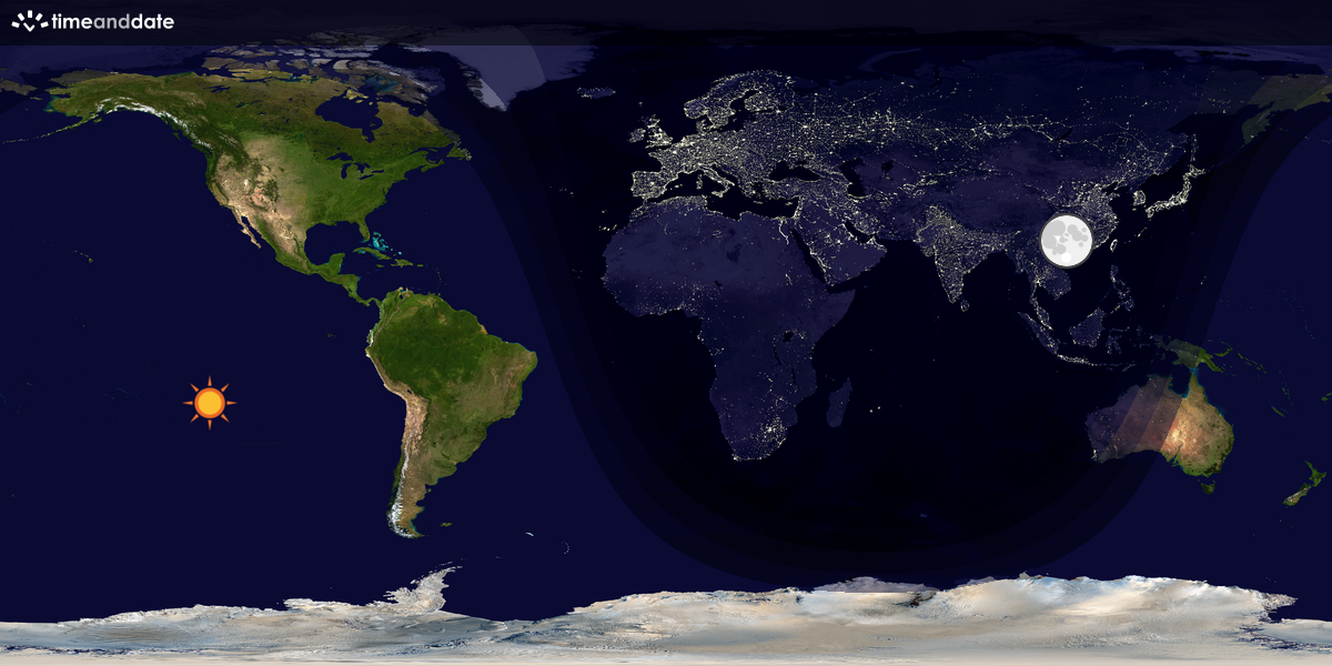 Verdenskart som viser dag og natt 
