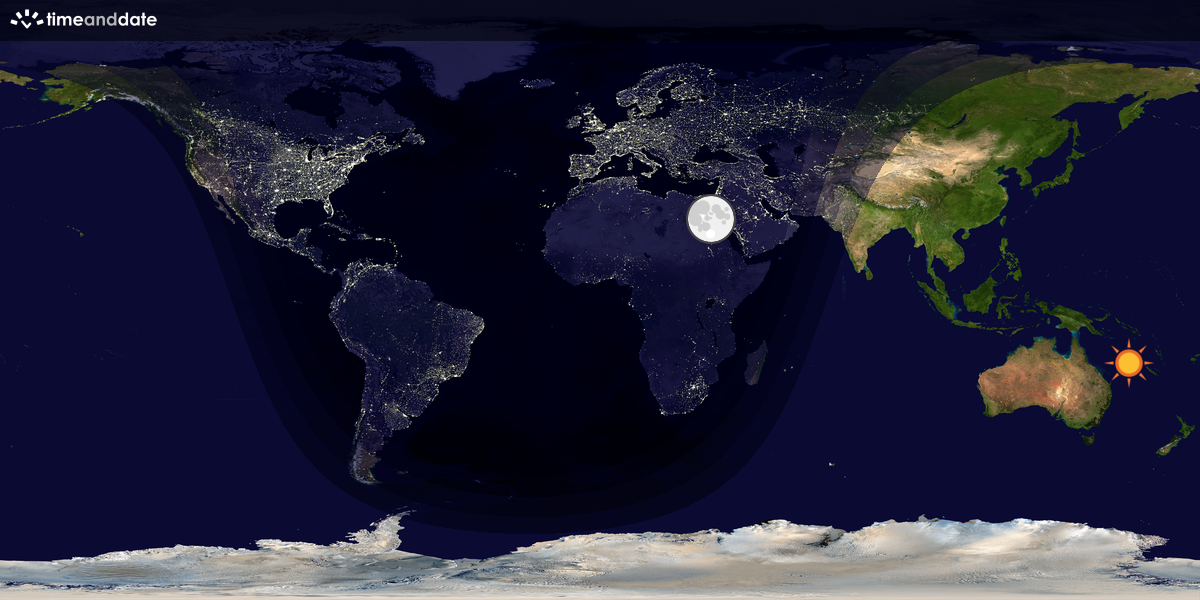 Verdenskart som viser dag og natt 