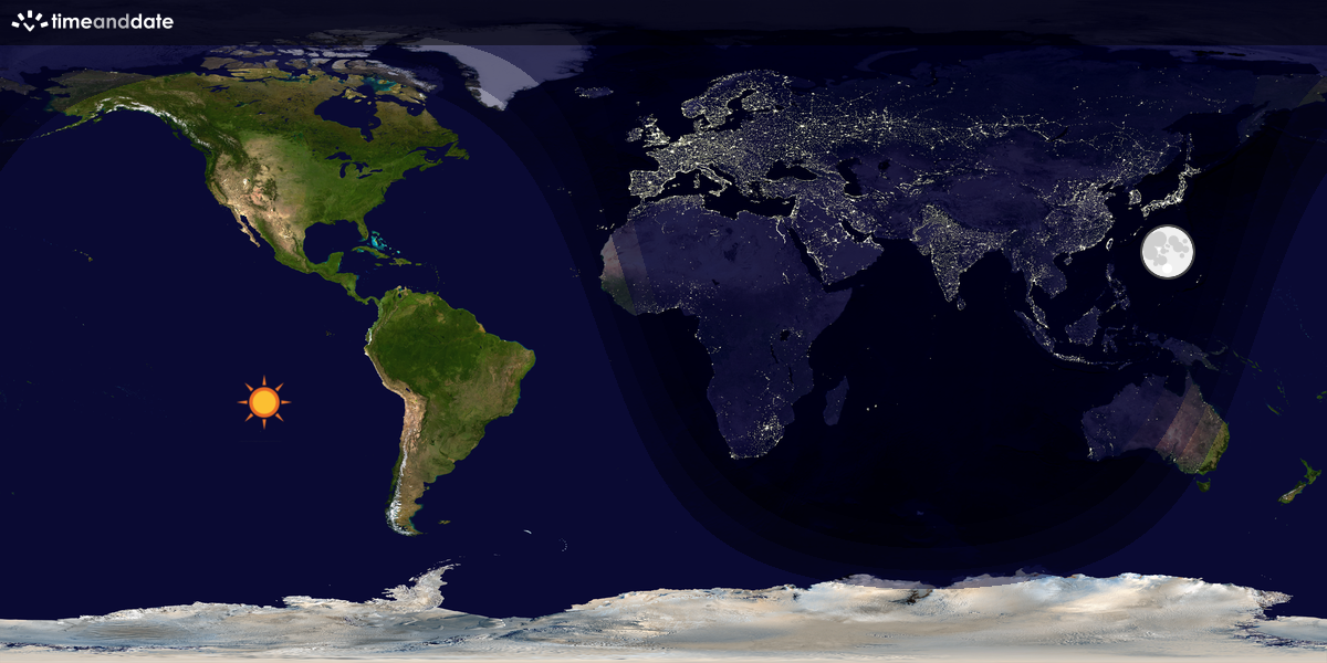Verdenskart som viser dag og natt 