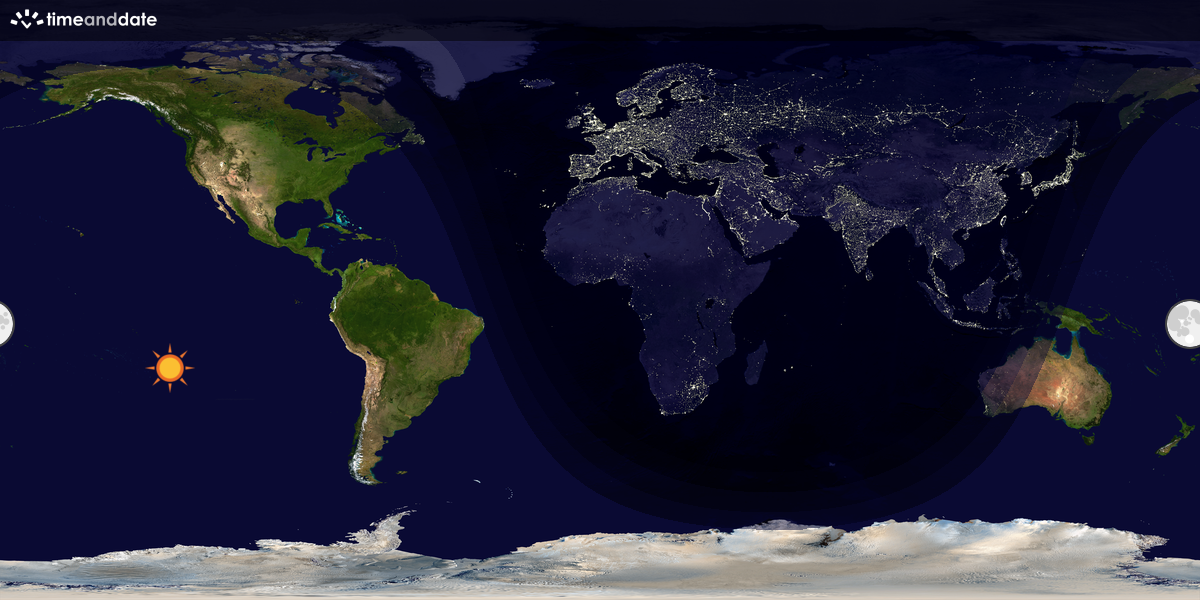 Verdenskart som viser dag og natt 