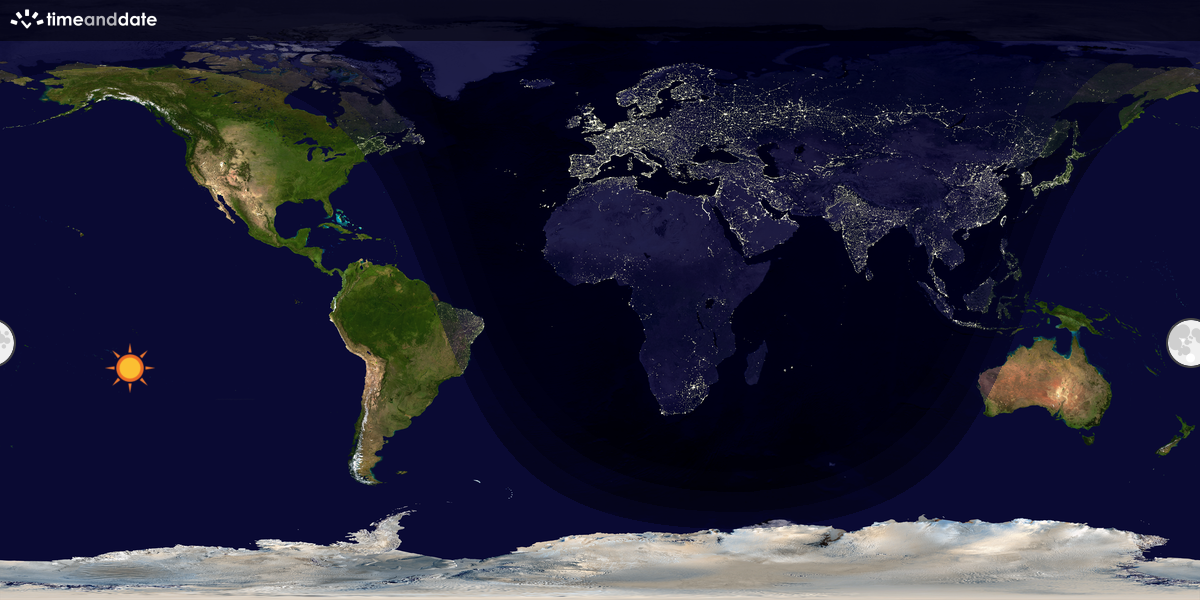 Verdenskart som viser dag og natt 