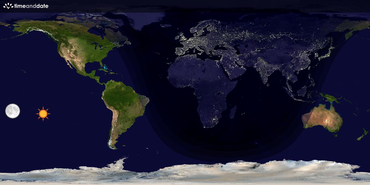 Verdenskart som viser dag og natt 