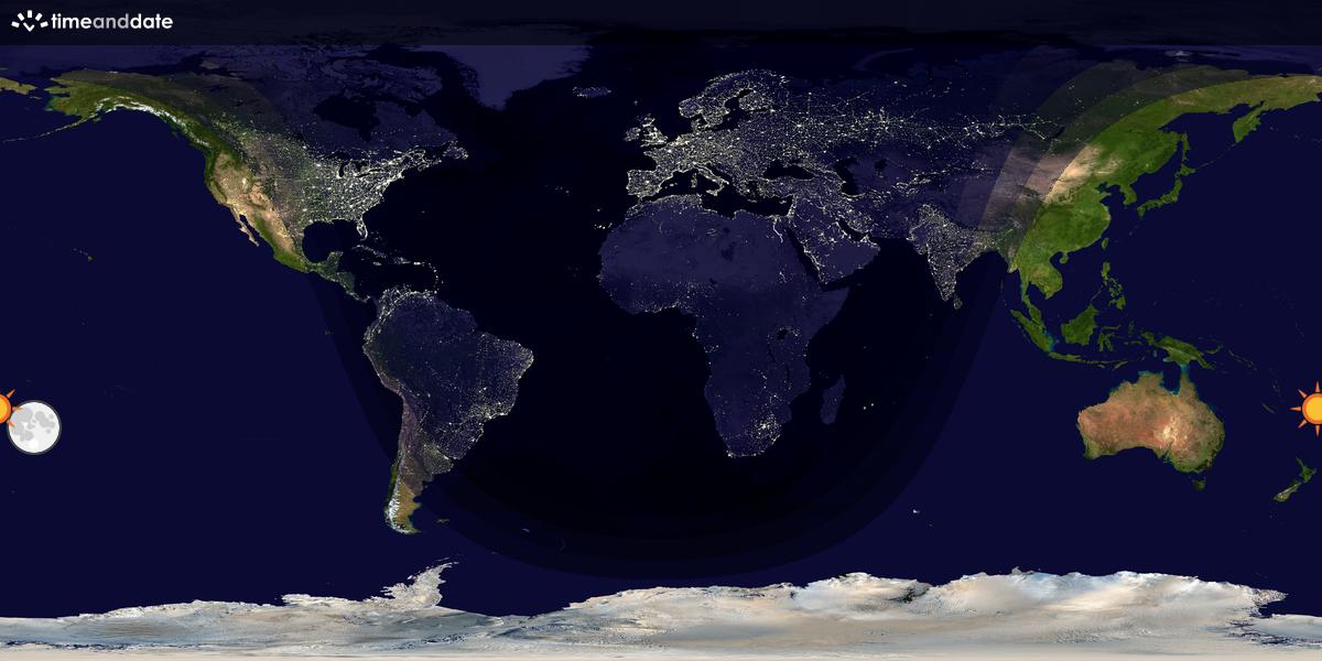Verdenskart som viser dag og natt 
