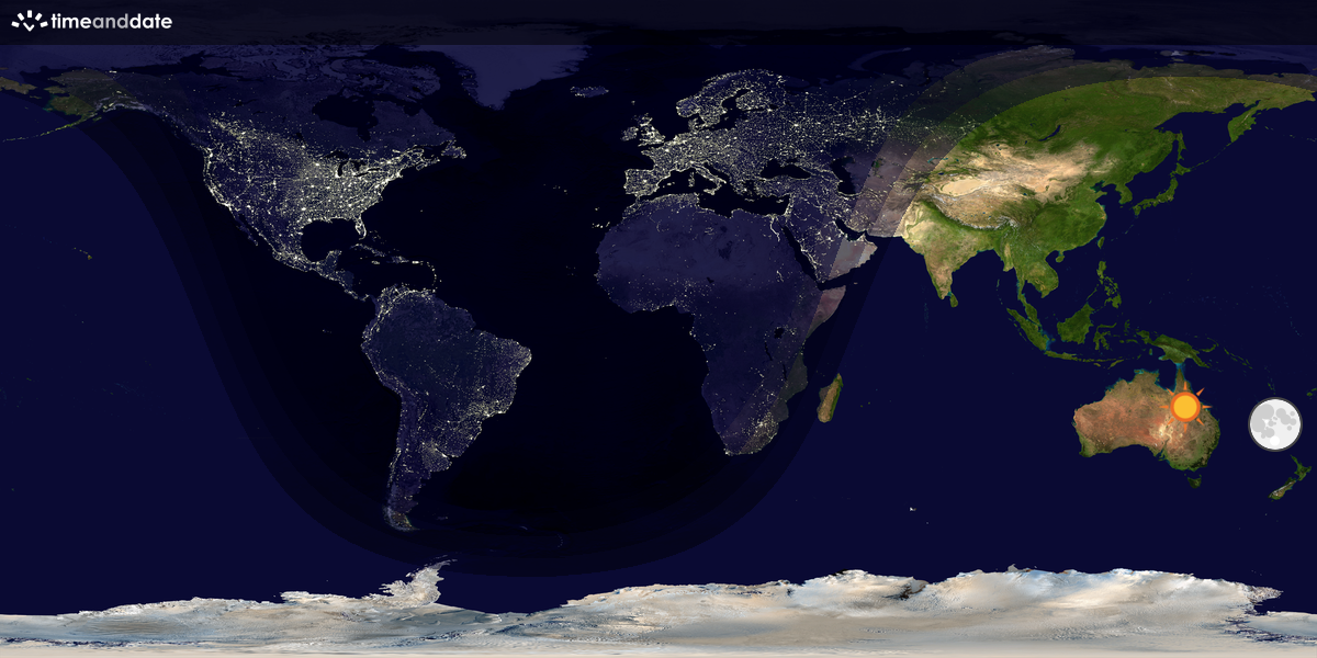 Verdenskart som viser dag og natt 