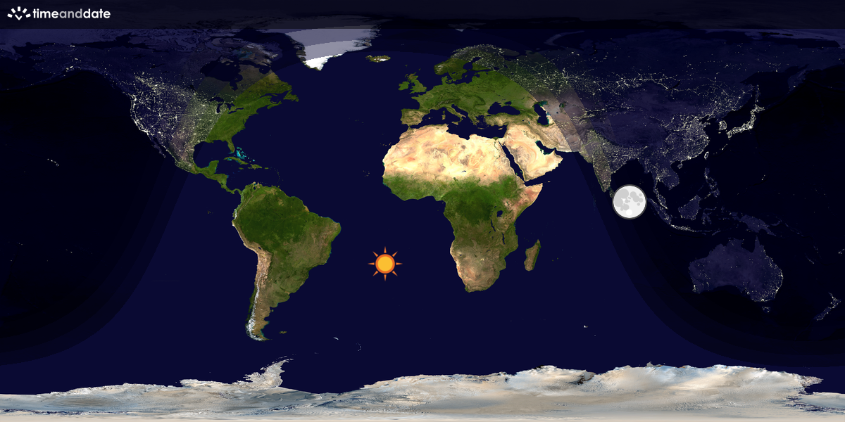 Verdenskart som viser dag og natt 