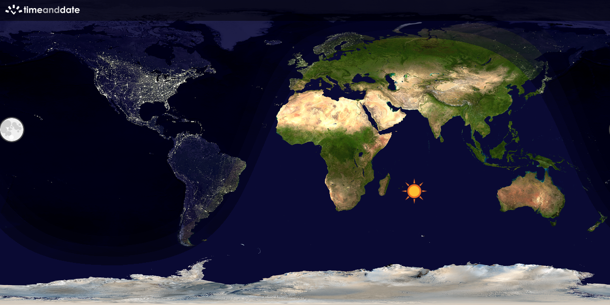 Verdenskart som viser dag og natt 
