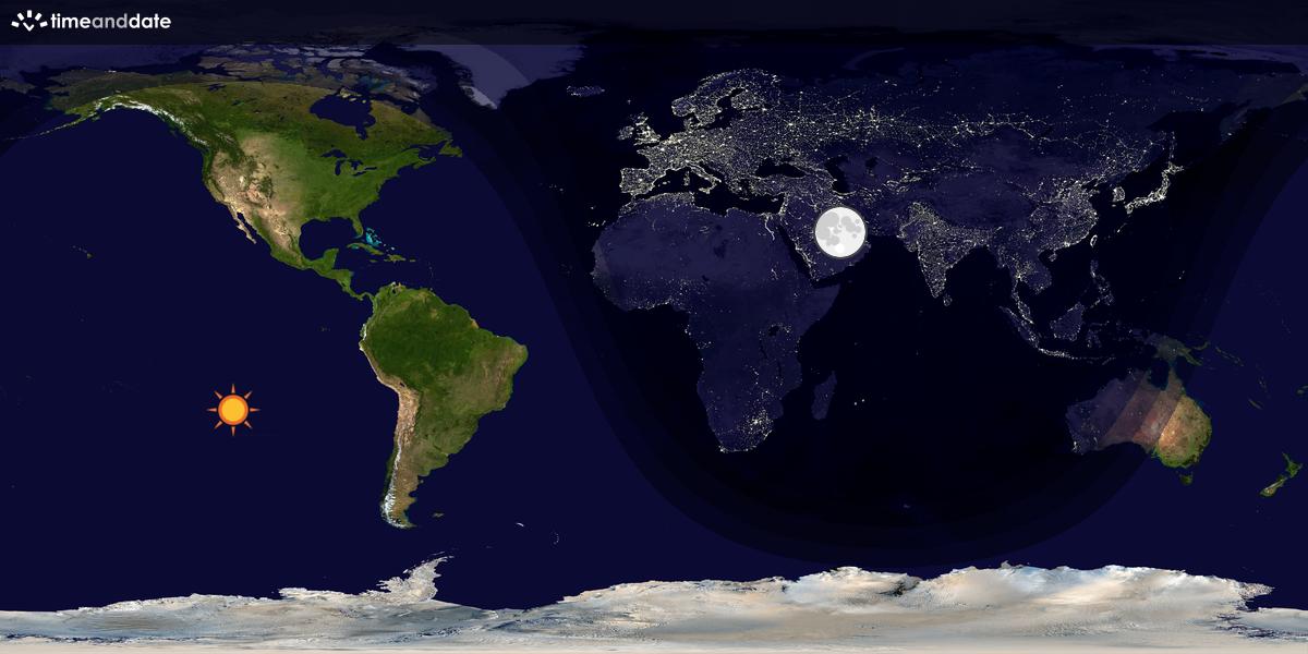 Verdenskart som viser dag og natt 