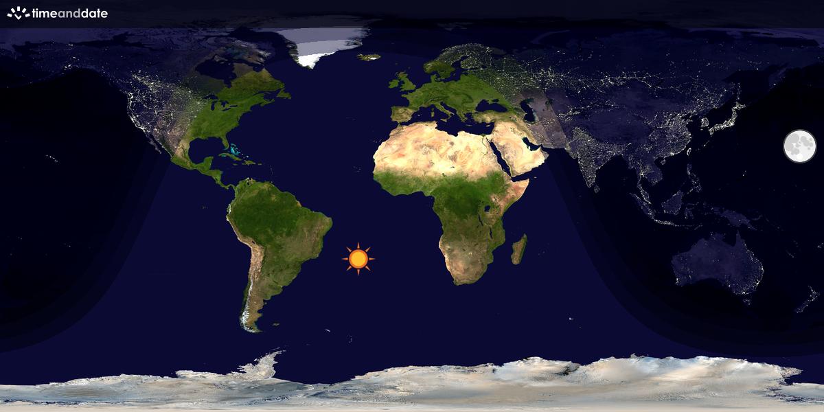 Verdenskart som viser dag og natt 