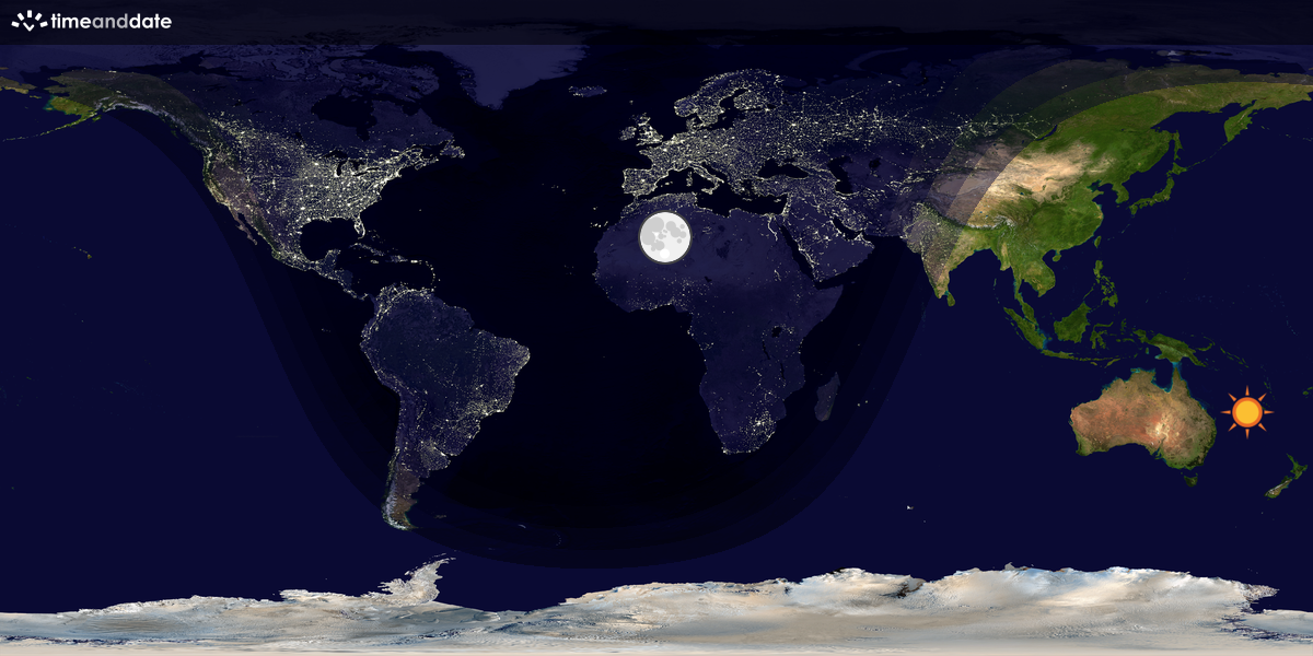 Verdenskart som viser dag og natt 