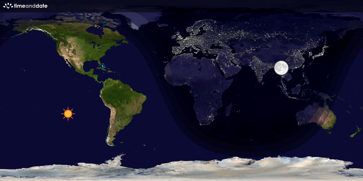 Verdenskart som viser dag og natt 