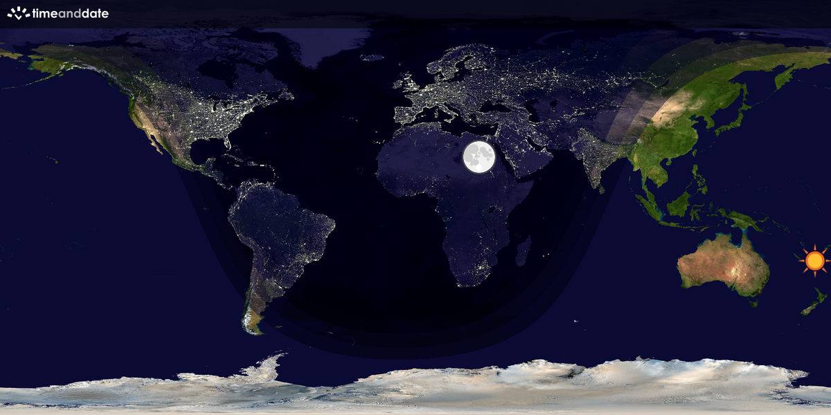 Verdenskart som viser dag og natt 