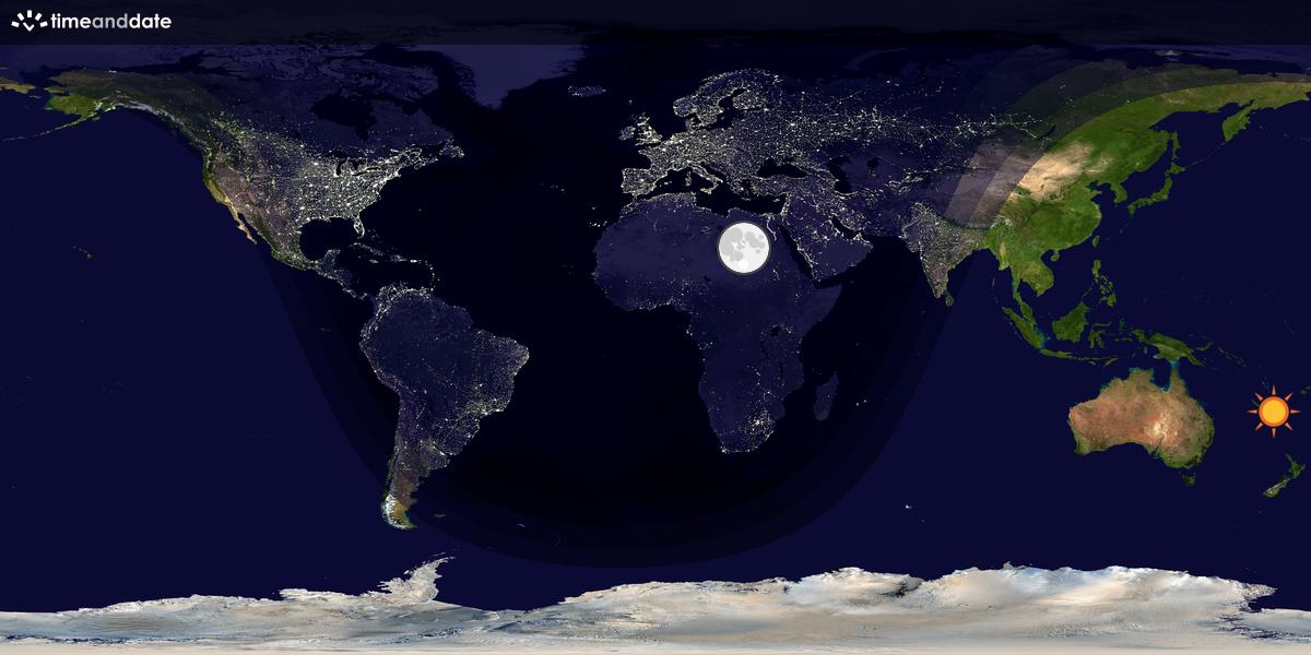 Verdenskart som viser dag og natt 