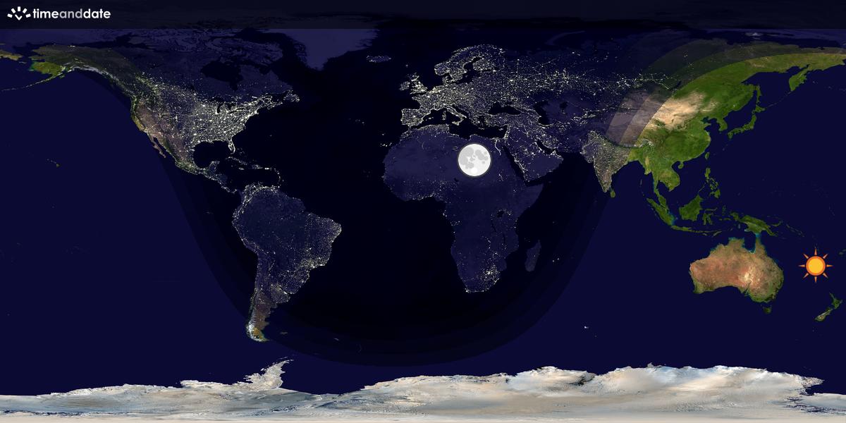 Verdenskart som viser dag og natt 