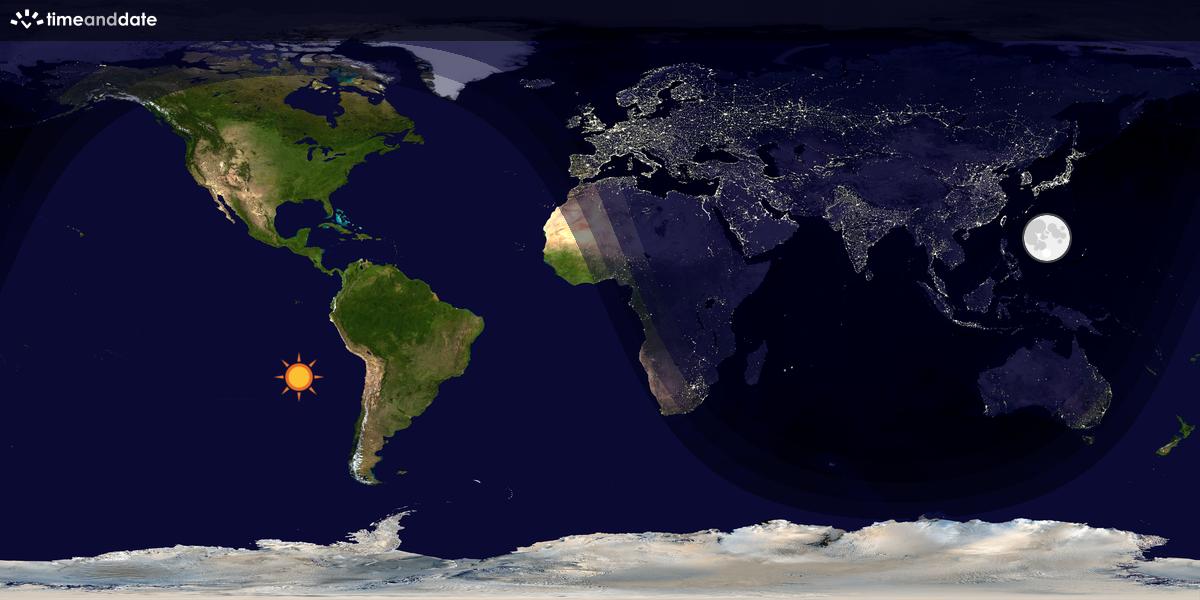 Verdenskart som viser dag og natt 