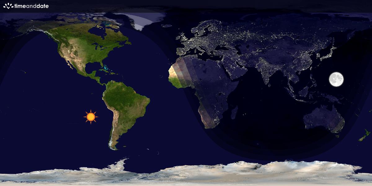 Verdenskart som viser dag og natt 