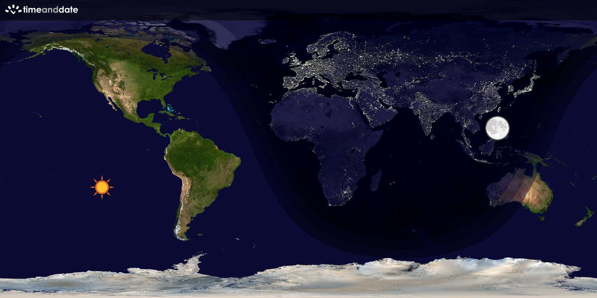 Verdenskart som viser dag og natt 