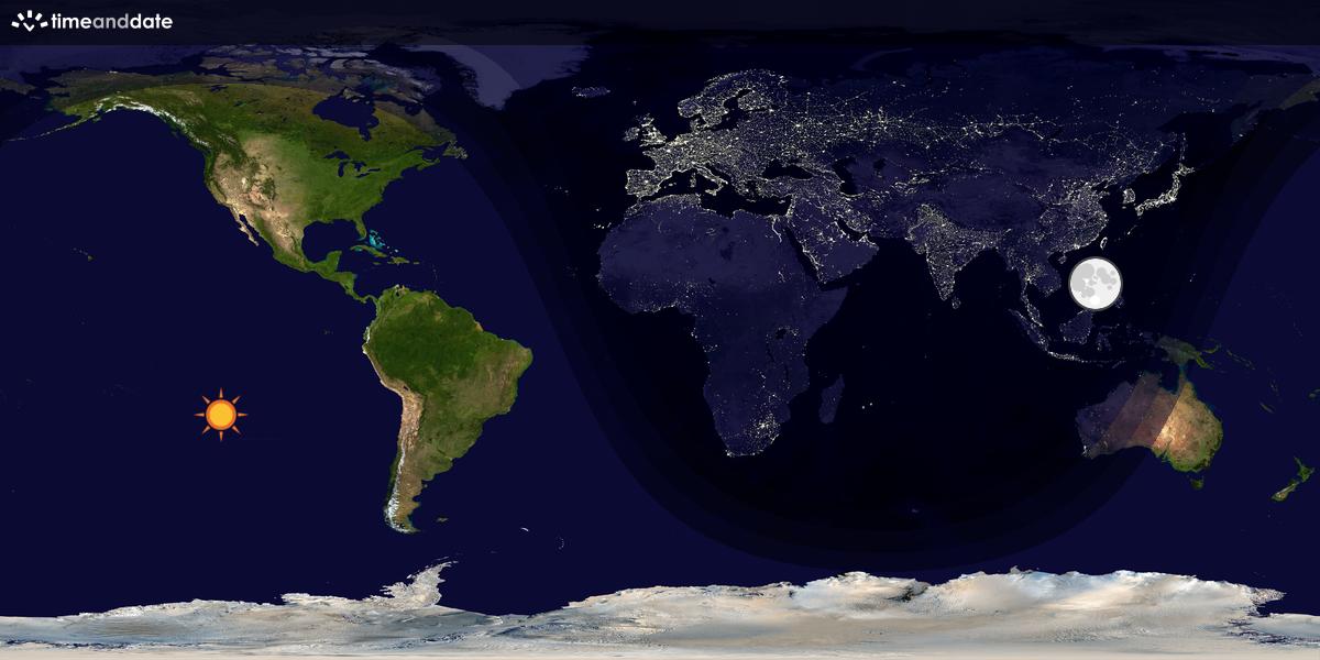 Verdenskart som viser dag og natt 