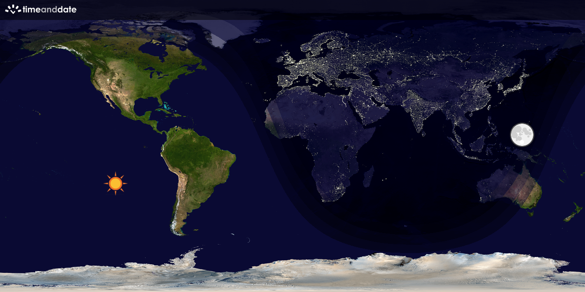 Verdenskart som viser dag og natt 