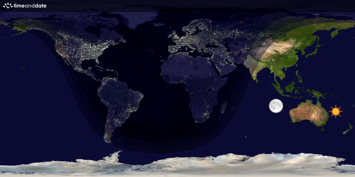 Verdenskart som viser dag og natt 