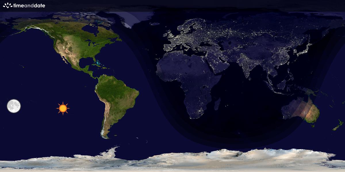 Verdenskart som viser dag og natt 