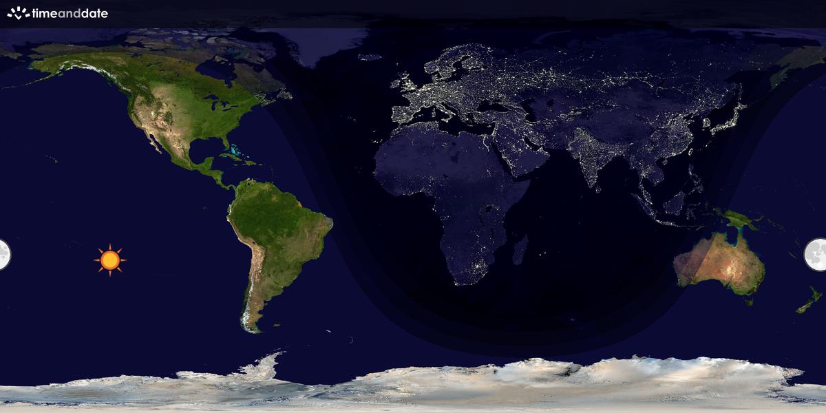 Verdenskart som viser dag og natt 