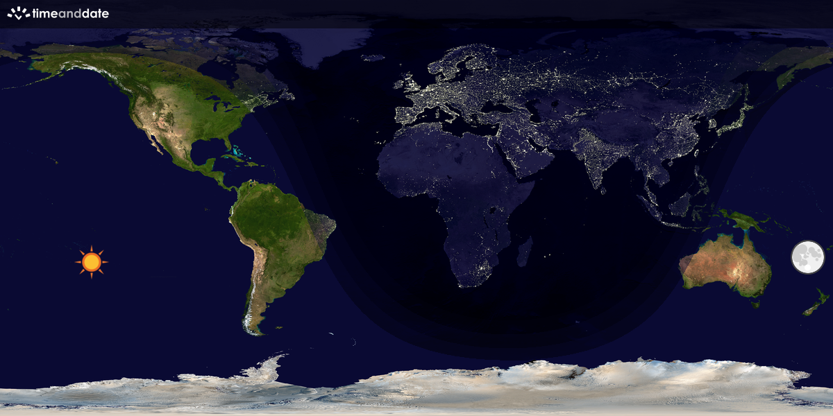 Verdenskart som viser dag og natt 