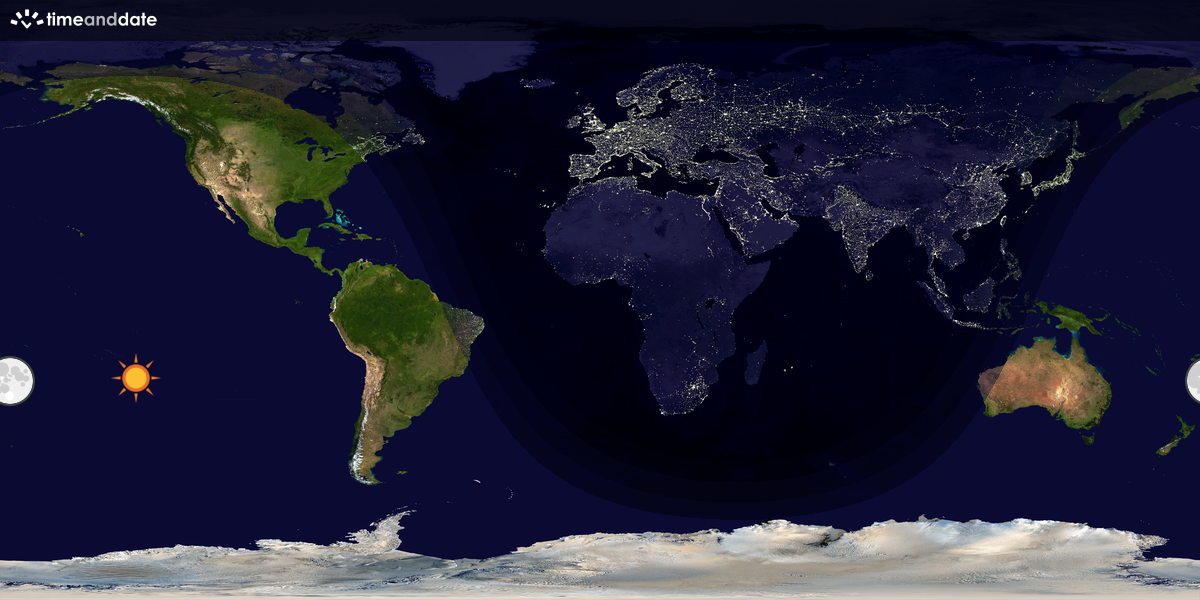 Verdenskart som viser dag og natt 