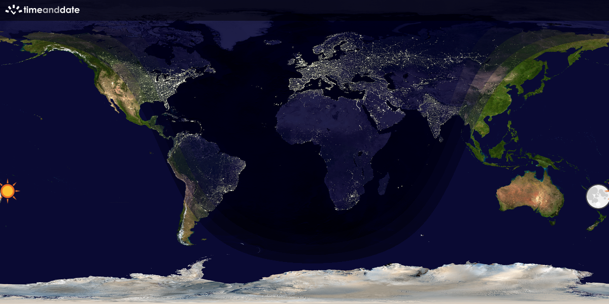 Verdenskart som viser dag og natt 
