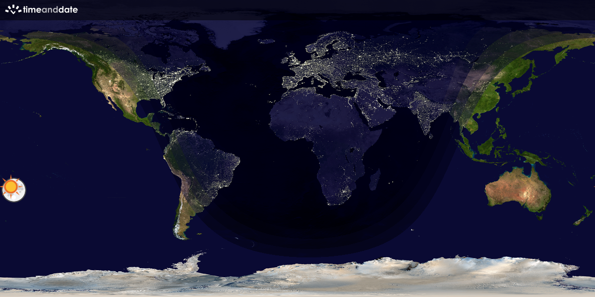 Verdenskart som viser dag og natt 
