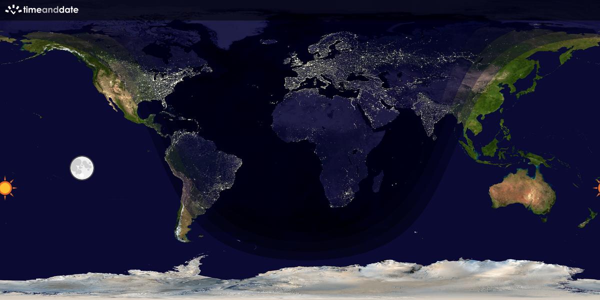 Verdenskart som viser dag og natt 
