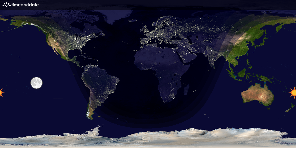 Verdenskart som viser dag og natt 
