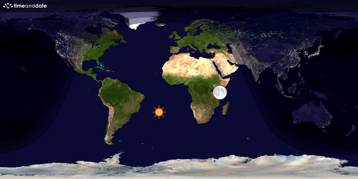 Verdenskart som viser dag og natt 