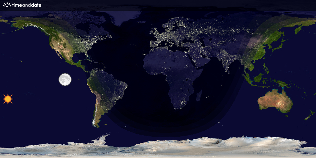 Verdenskart som viser dag og natt 