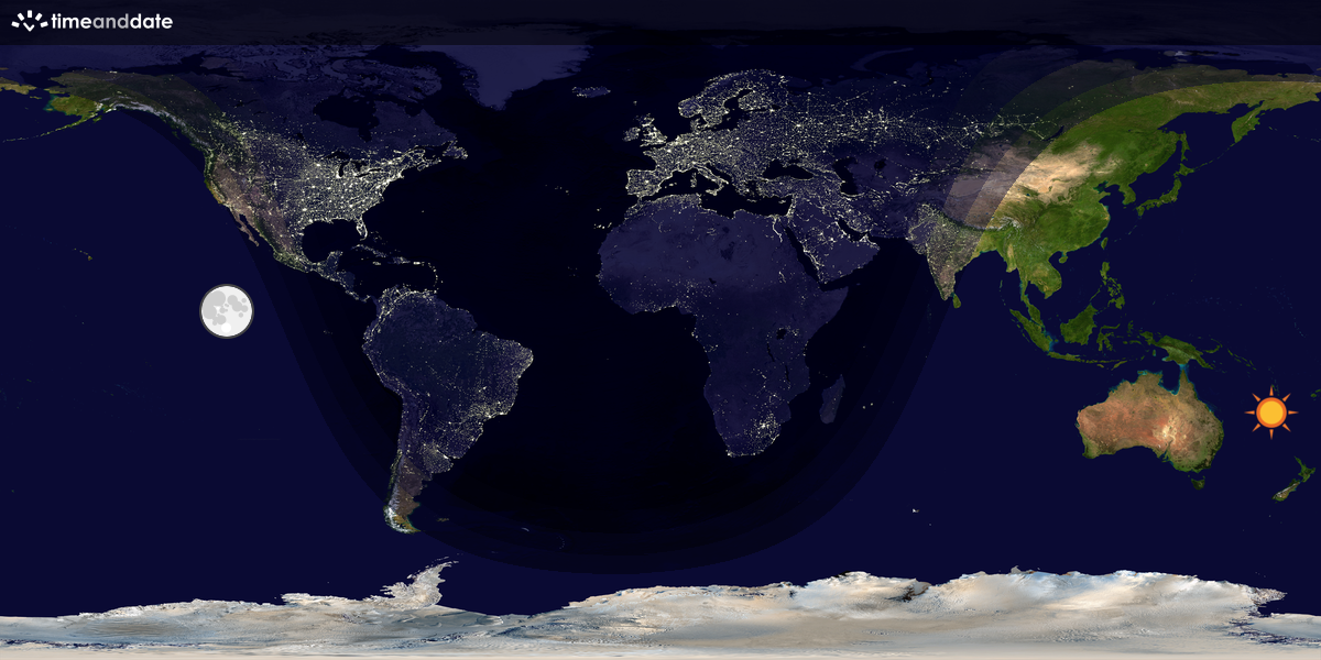 Verdenskart som viser dag og natt 