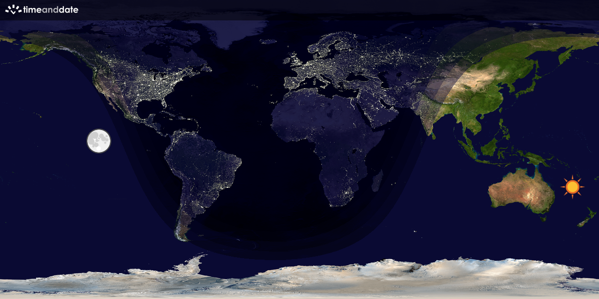 Verdenskart som viser dag og natt 