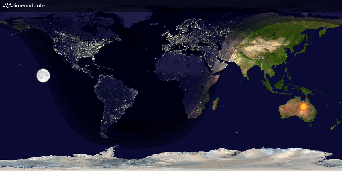 Verdenskart som viser dag og natt 